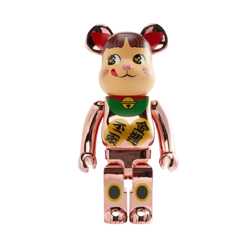 1000% Bearbrick Manekineko Pekochan Fortune Double Coin - Pink/Gold Plating