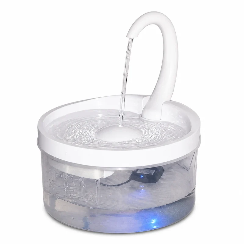 Fontaine à eau automatique silencieuse avec filtration et lampe pour chat