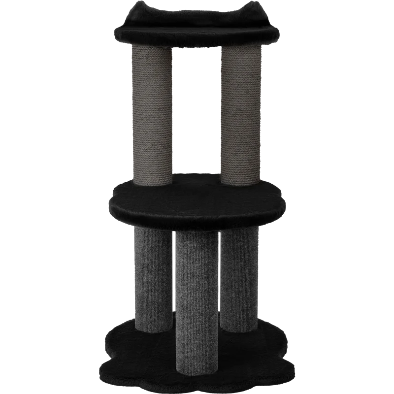 Relaxation - 2-Level Cat Tree - Black Faux Fur