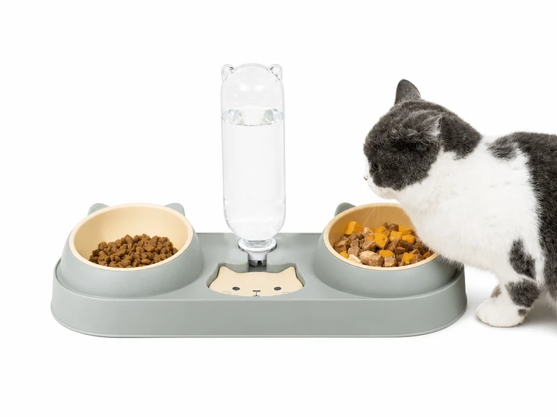 Fontaine à eau et bols à croquettes et friandises pour chat - Perfect Trio