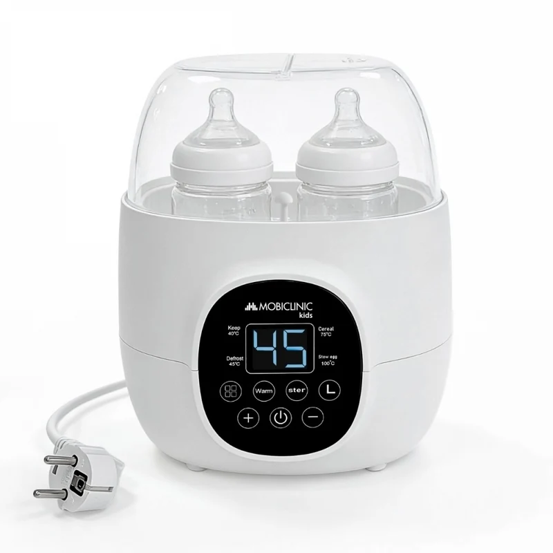 Chauffe-biberon double | 6 en 1 | Stérilisateur | Température réglable | Programmable | Compact | Bibidu | Mobiclinic