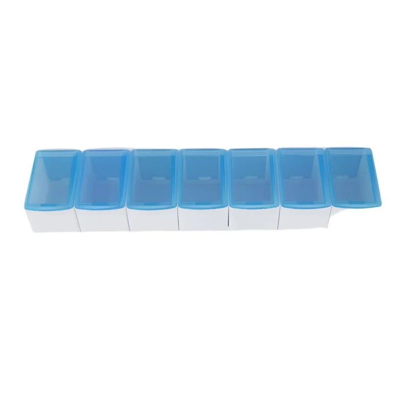 Pilulier semainier | 1 dose quotidienne | Blanc et bleu |