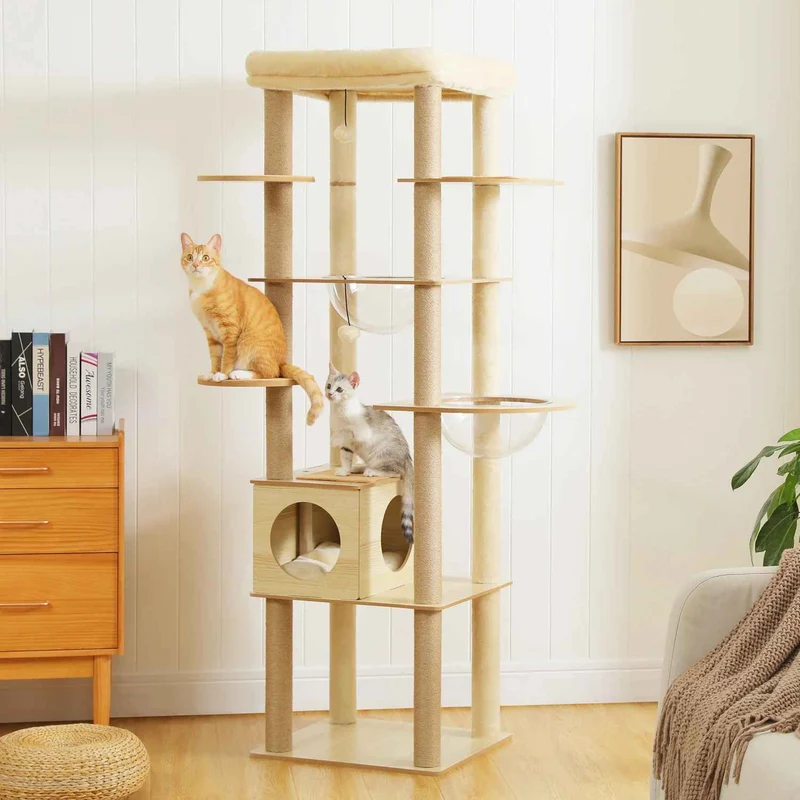 Arbre a Chat en bois | Naturel avec Griffoirs