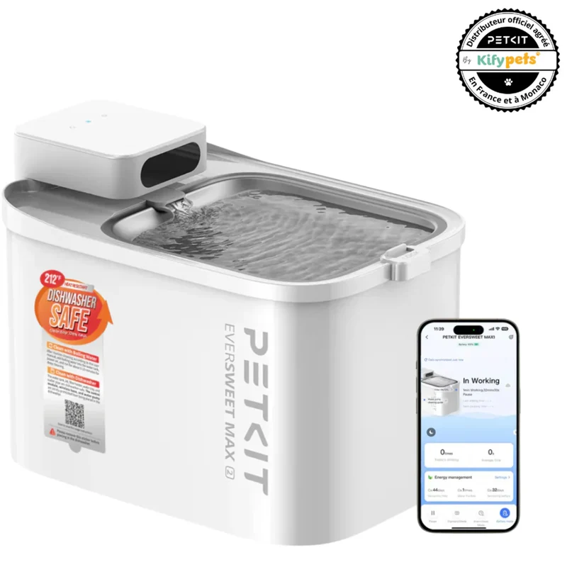 EVERSWEET MAX 2 Fontaine à eau connectée pour animaux, 3L, 83jours d'autonomie