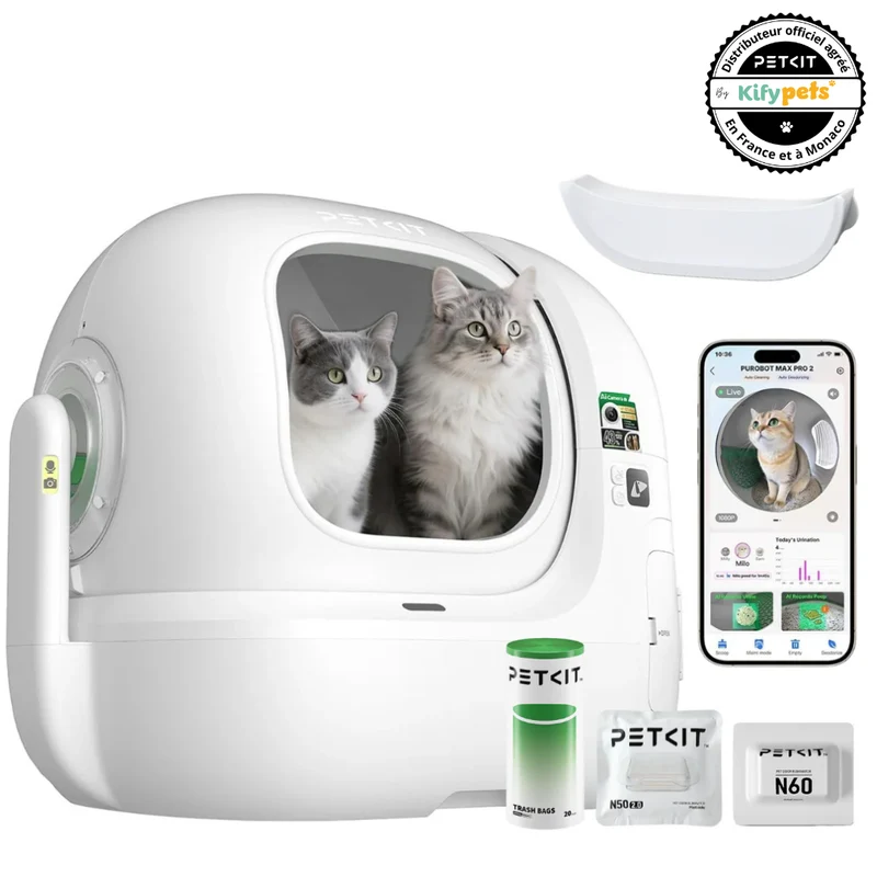 PETKIT Purobot Max Pro 2 – Litière automatique connectée pour chat avec caméra IA