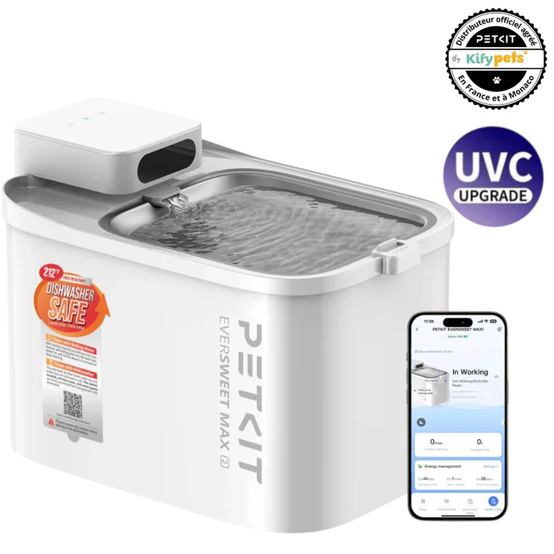 EVERSWEET MAX 2 UVC 100 Fontaine à eau connectée pour animaux, 3L, 83jours d'autonomie