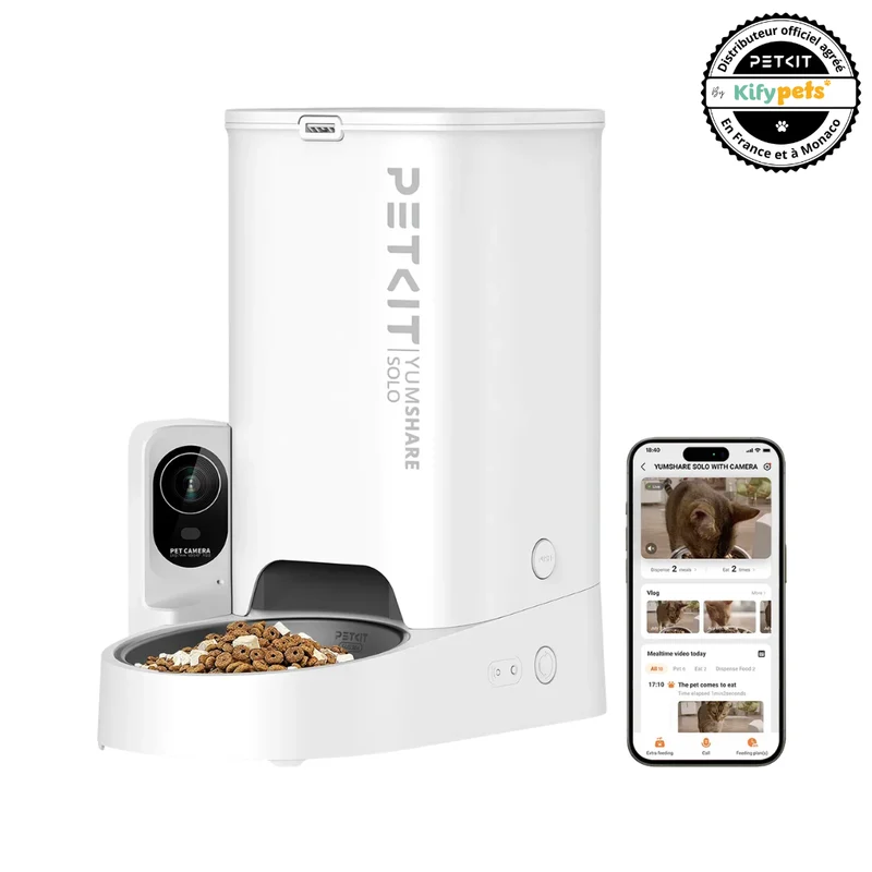 YumShare Solo distributeur de croquettes automatique connecté avec caméra IA - 3L