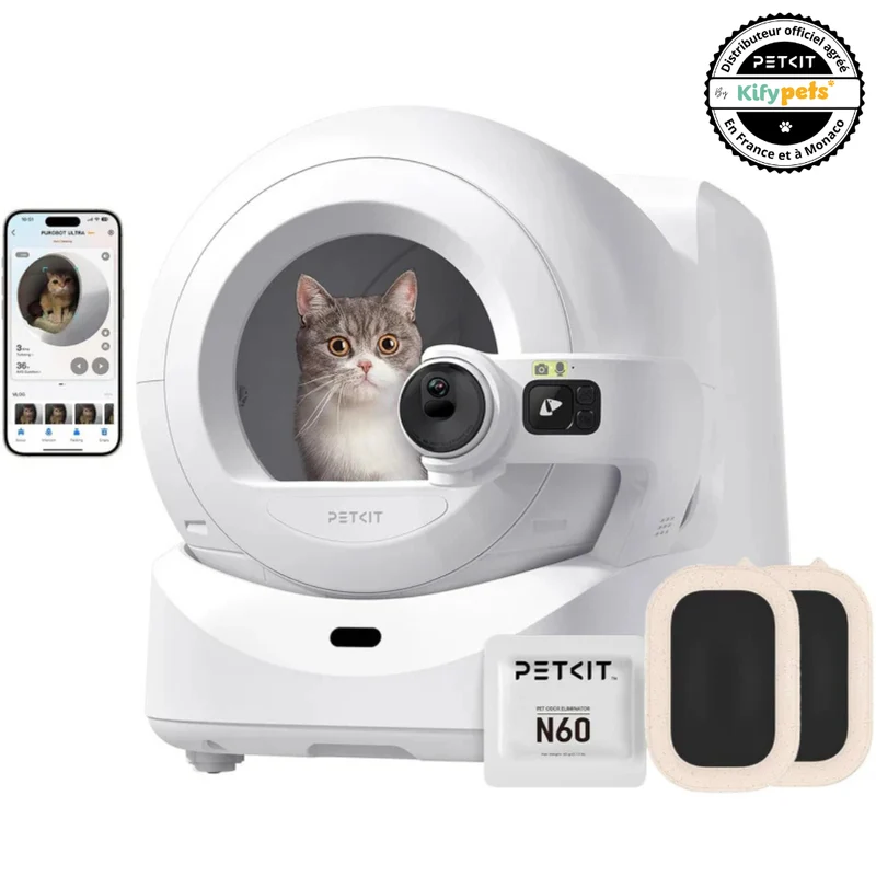PETKIT Purobot Ultra - Litière automatique avec caméra rotative IA et emballage automatique des déchets