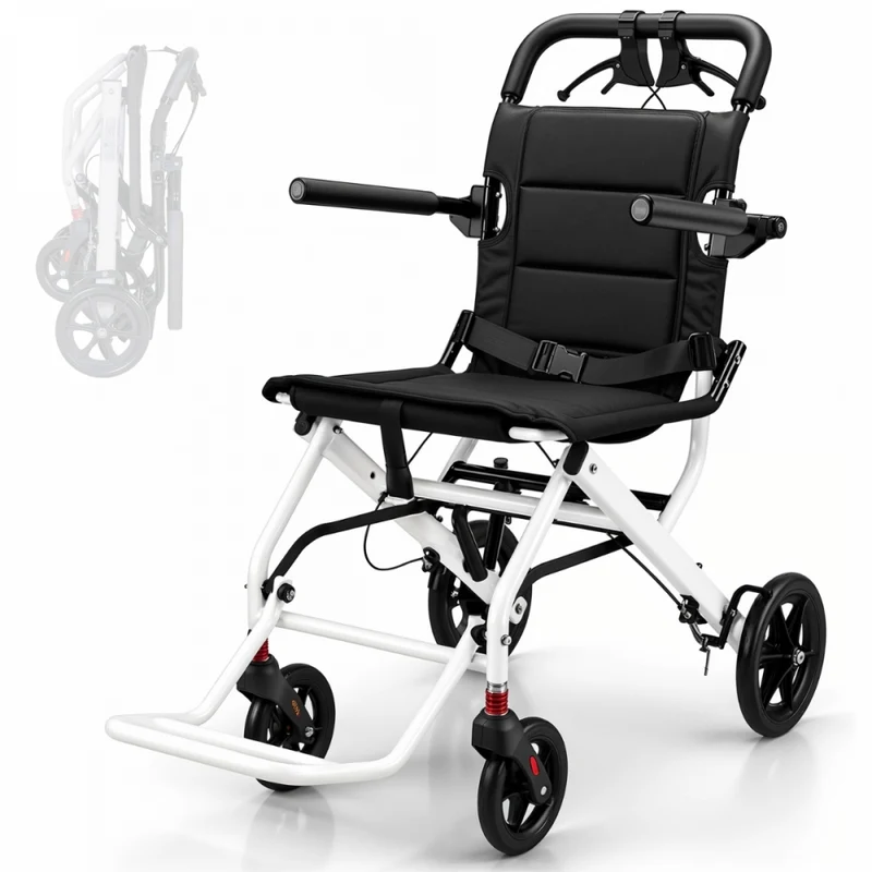 Fauteuil roulant de transit | Pliable | Accoudoirs et repose-pieds pliables | Léger | Ceinture | Acier | Venus | Mobiclinic