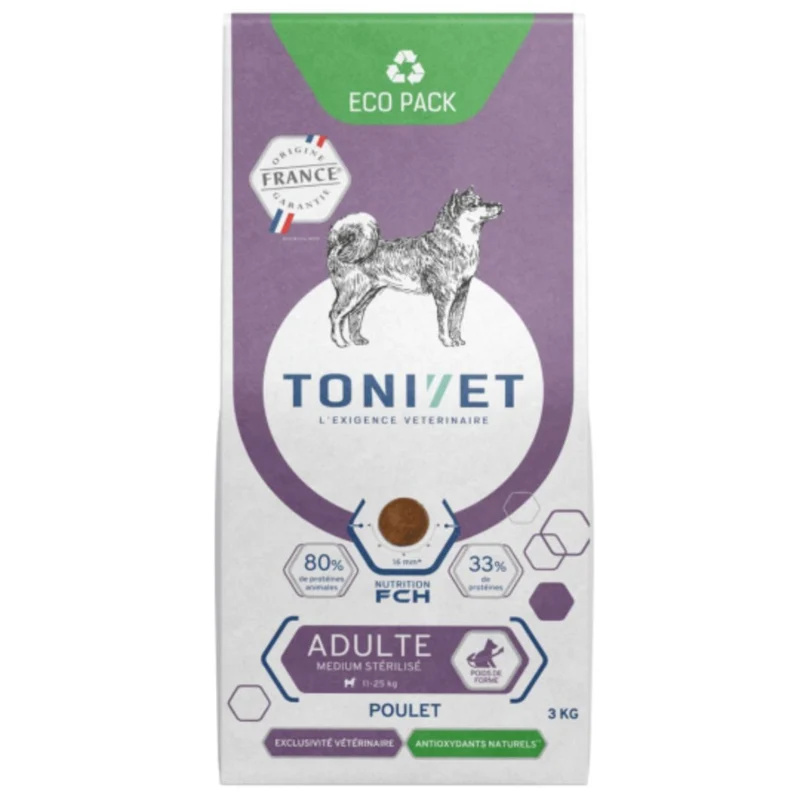 Anti-gaspi Croquettes Tonivet Chien Adulte Medium Stérilisé