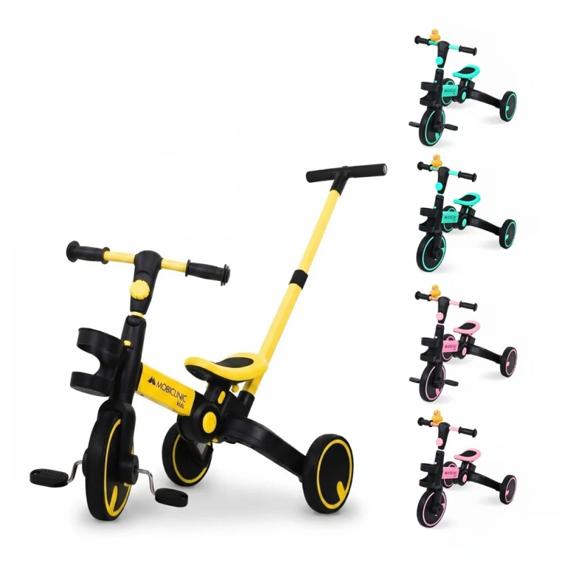 Tricycle 5 en 1 | Convertible | Réglable | Max 25 kg | Léger | 1,5-5 ans | Jaune | Chase | Mobiclinic