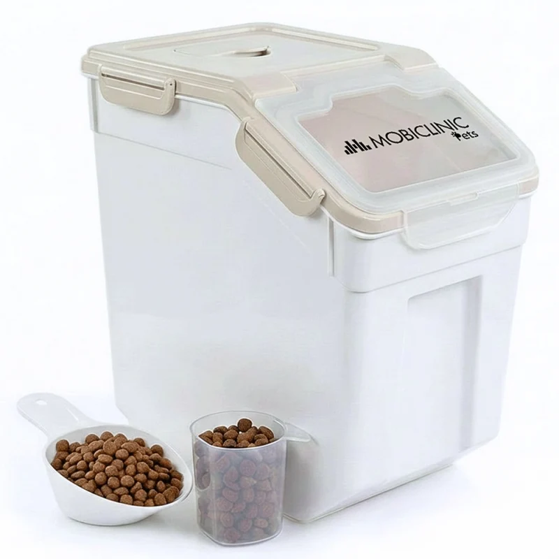 Conteneur à nourriture | 8Kg-20L | Fermeture hermétique |Avec roulettes | Comprend une pelle et un doseur | FeedPet | Mobiclinic