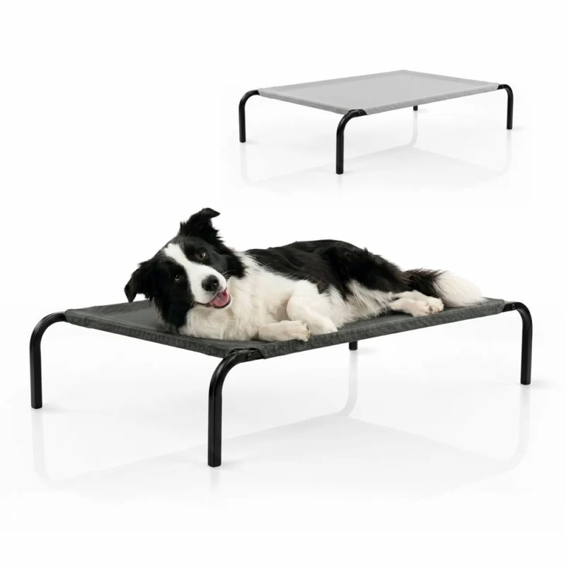 Lit surélevé pour animaux compagnie | Isolé | 122x71x21 cm | Max 60kg | Léger | Résistant | Noir | Cleo | Mobiclinic