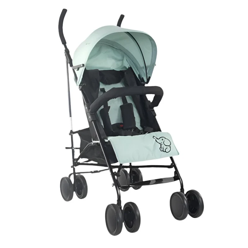 Poussette pliante pour bébés | Dossier inclinable | Roues amovibles | Max. 15 kg | Panier XL | Elefant | Mobiclinic