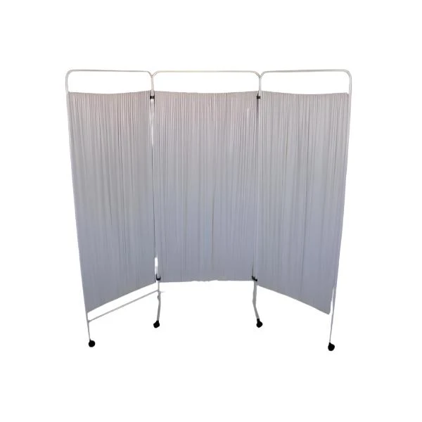 Paravent médical | 3 Corps | Acier émaillé | Toile plastifiée | Roues