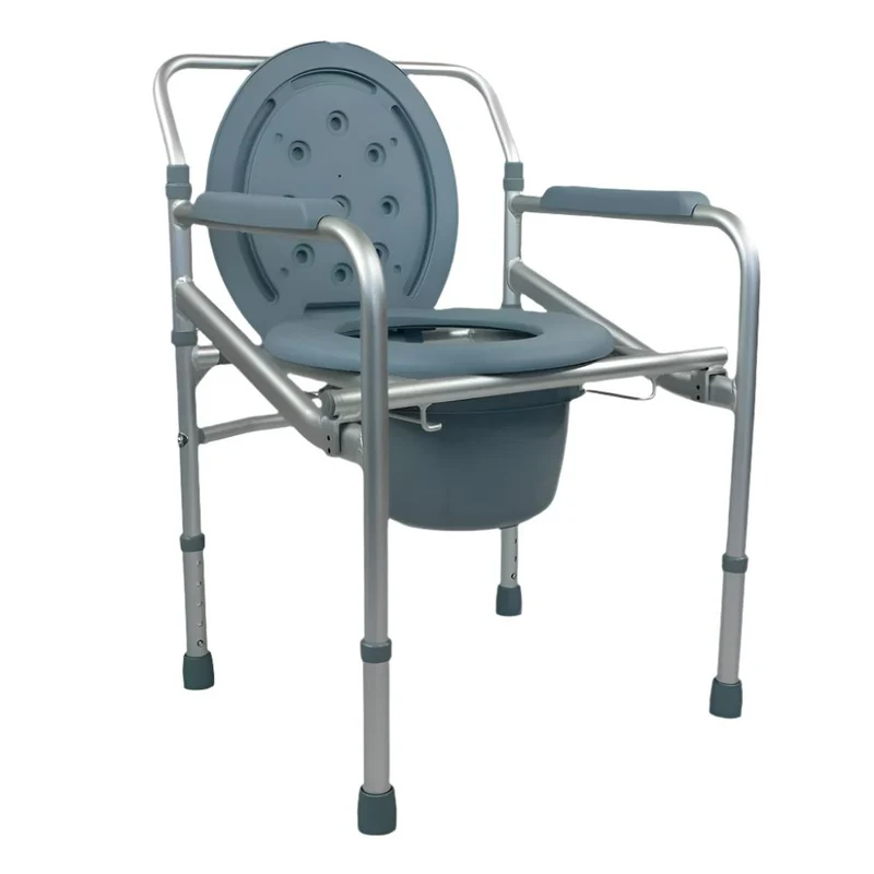 Chaise percée avec WC | Pliable | Légère | Avec couvercle | Hauteur réglable | Accoudoirs | Aluminium | Mar | Mobiclinic