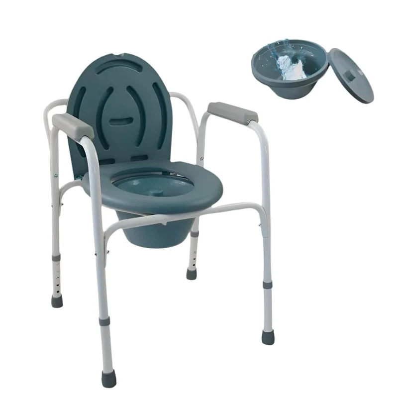 Chaise percée | Avec couvercle, embouts antidérapants et accoudoirs rembourrés | Acier chromé | Arroyo | Mobiclinic