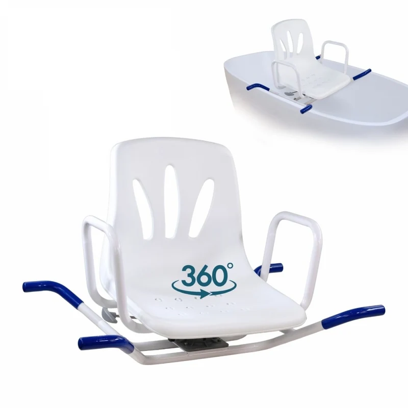 Chaise de bain pivotante | Accoudoirs | Dossier | Anatomique | 360º | Acier inoxydable | Lago | Mobiclinic