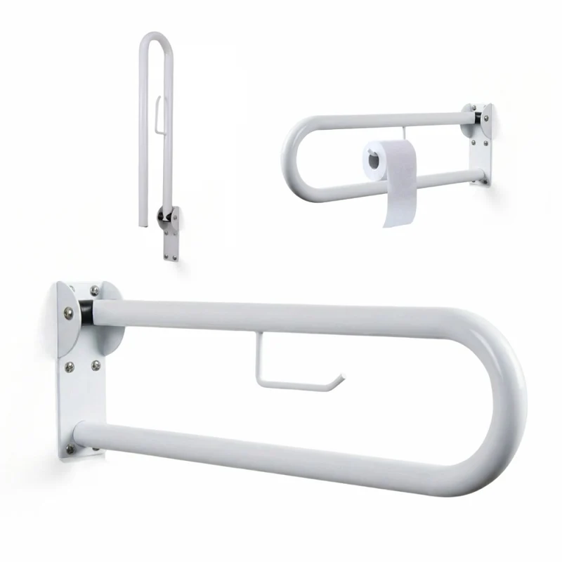 Double barre de sécurité pour salle de bain | Pliable avec porte-papier | Arco