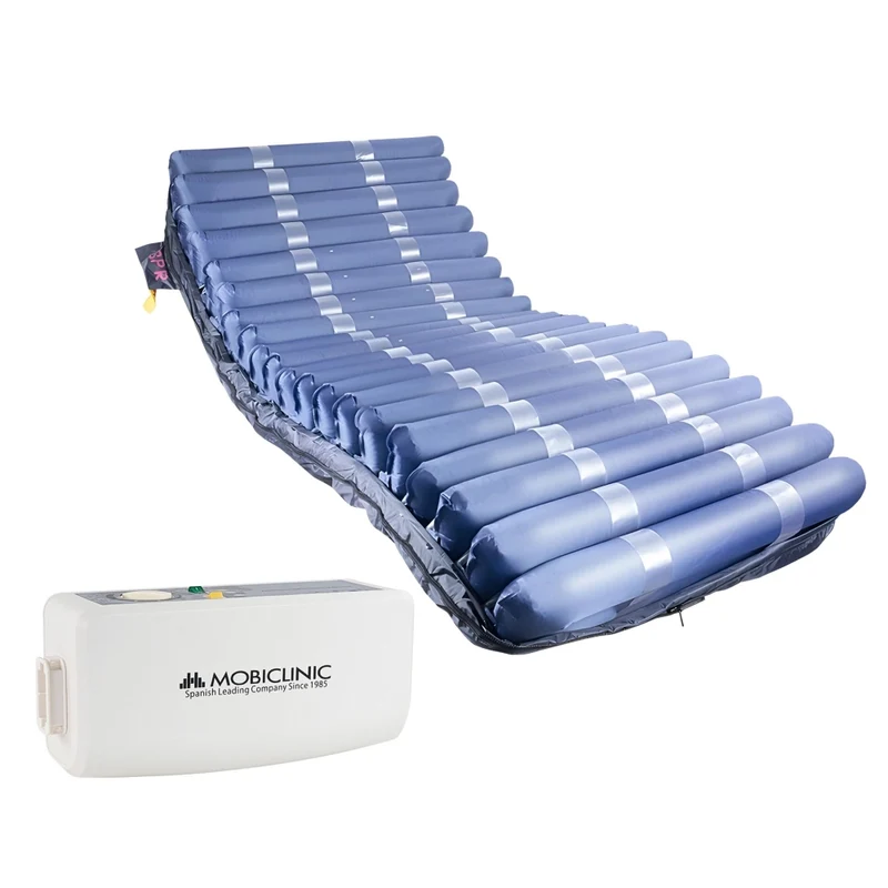 Matelas anti-escarres | Plus large| Avec compresseur | Nylon TPU | 200x120x22 | 20 cellules | Bleu | Mobi 4 PLUS | Mobiclinic