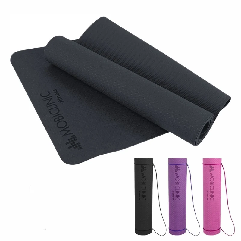 Tapis de yoga | Antidérapant | 181x61x0.6 cm| Flexible | TPE | Lavable | Écologique | Noir |EY-01| Mobiclinic