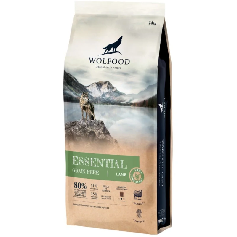 Anti gaspi Croquettes Wolfood Essential Grain Free Lamb