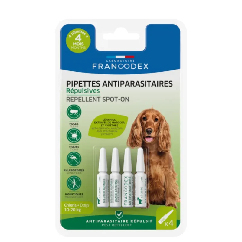 Pipettes Antiparasitaires Répulsive Chien 10 à 20kg Francodex