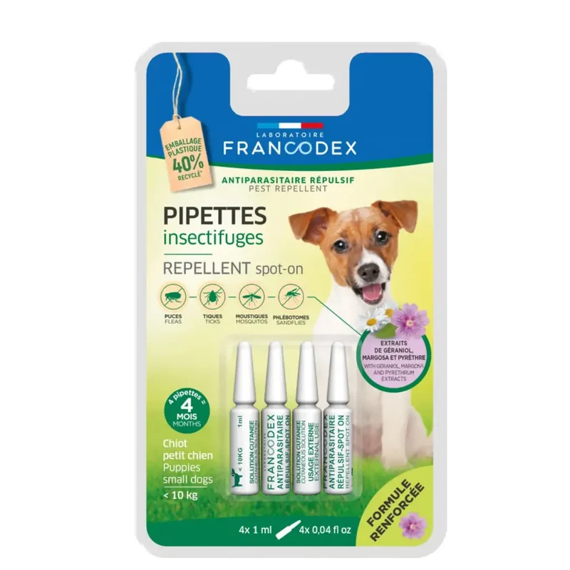 Anti-gaspi Pipettes Antiparasitaires Répulsive Petit Chien <10kg Francodex