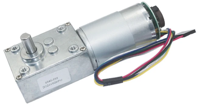 High Torque Gearmotor Self-Locking Worm Gear Motor with Encoder - 12V, 40RPM