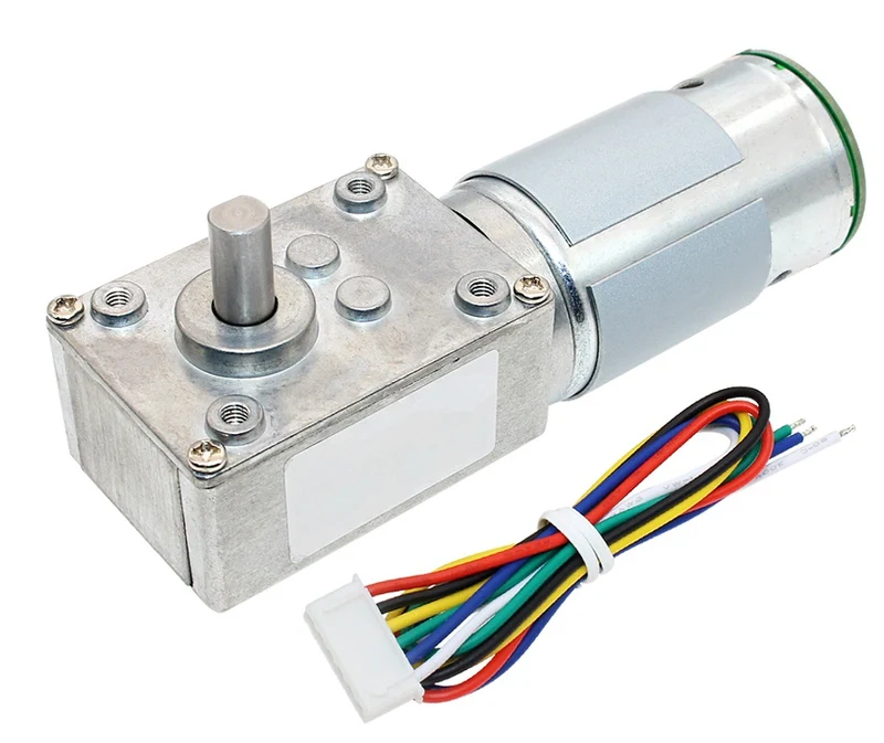 High Torque Gearmotor Self-Locking Worm Gear Motor with Encoder - 24V, 27RPM