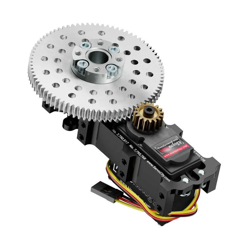 SG20 Series Servo Gearbox (5:1 Ratio, Continuous Rotation, 2360 oz-in, 14 RPM)