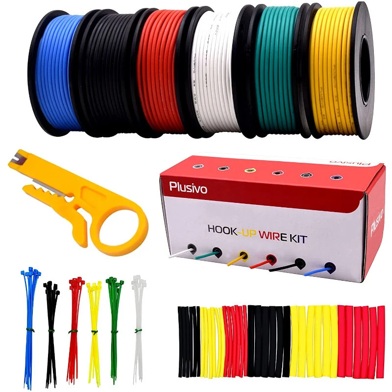 Plusivo 24AWG Hook Up Wire Kit - 6 Colors (9m each)