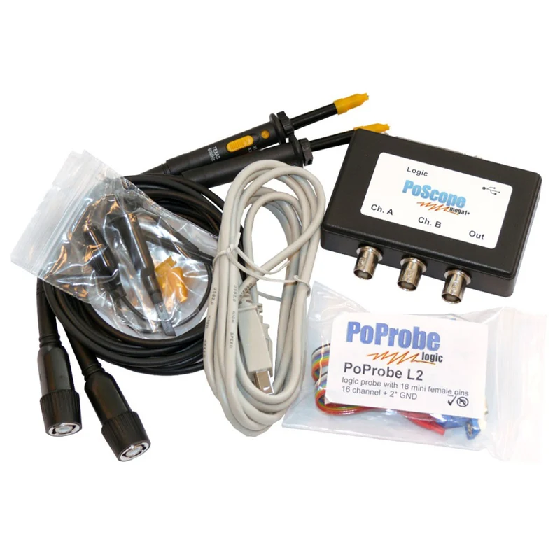PoScope Mega1 USB Oscilloscope, Function Generator and Logic Analyzer Bundle