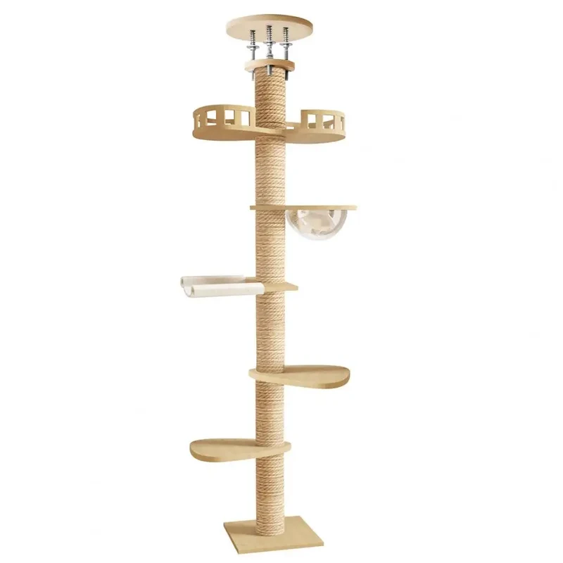 Arbre à Chat Sol-Plafond XL 300cm – Corde de Chanvre, Capsule & Nid