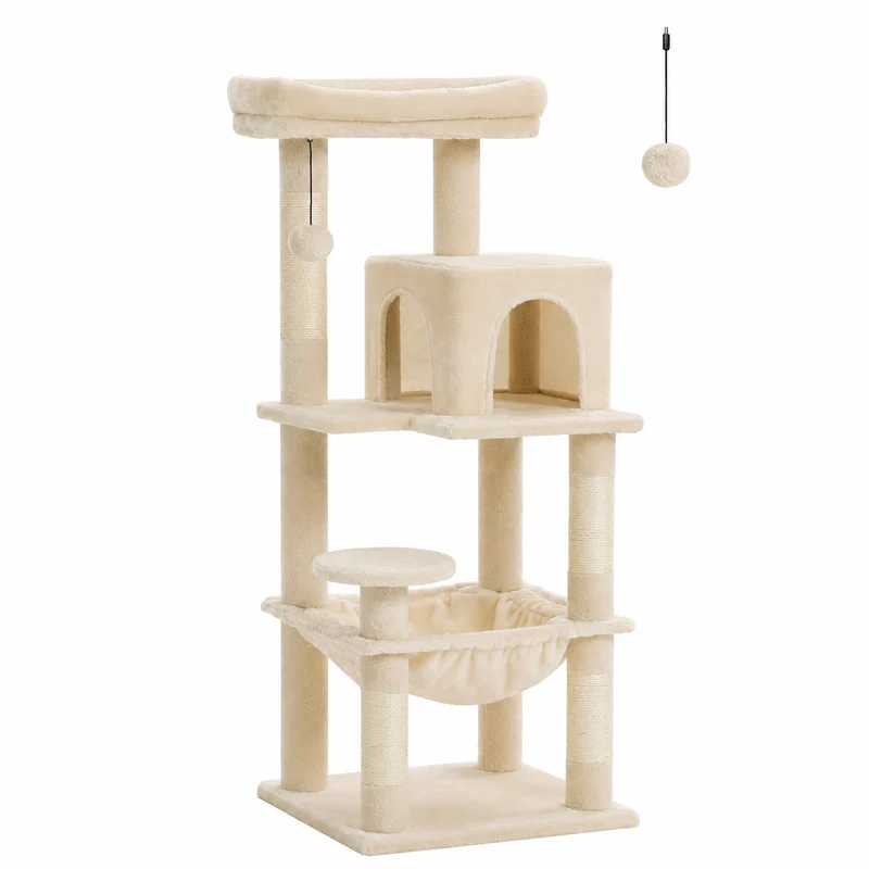 Grande Tour Arbre à Chat 5 Niveaux – Cabane, Hamac & Griffoirs Sisal