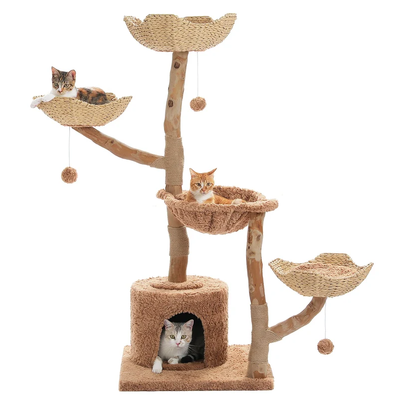 Arbre à Chat Multi-Niveaux avec Griffoirs & Couchages