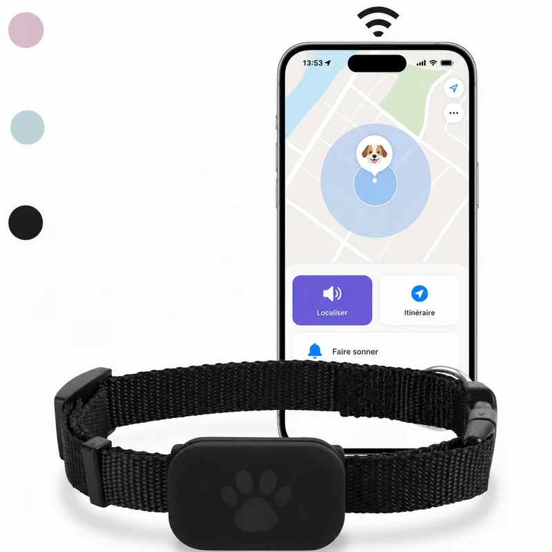 Collier Traceur Chat – Compatible Apple Localiser (iPhone), Sans Abonnement