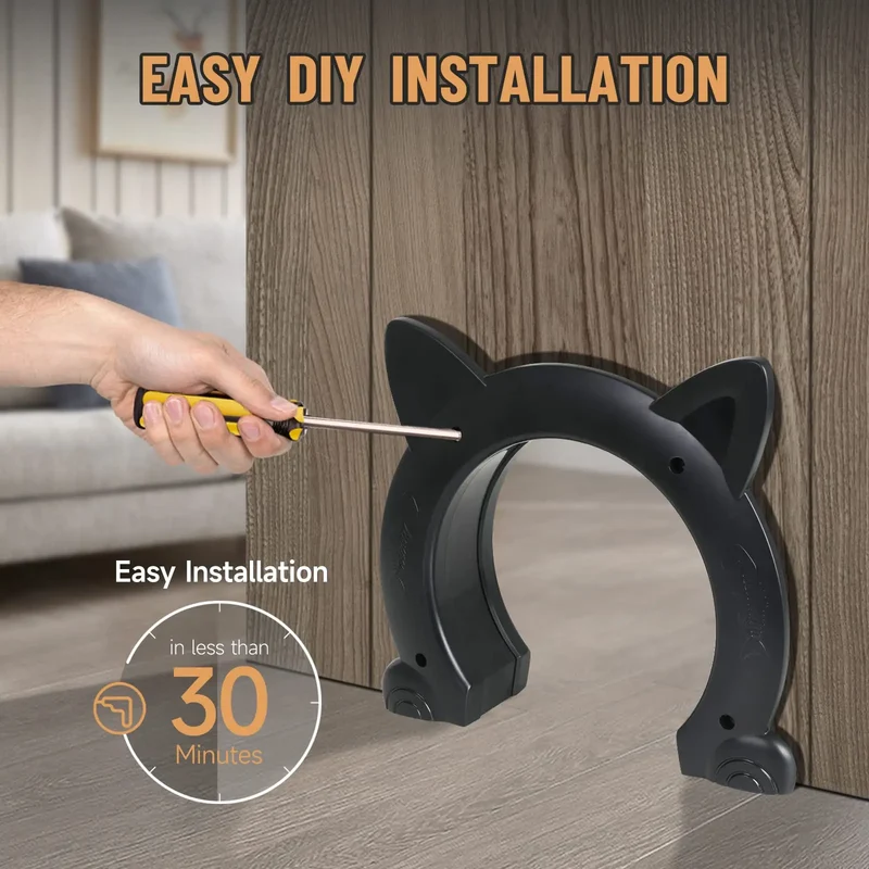 Chatière pour chat en forme de tête de chat "FélinWay" – Passage intérieur élégant pour grands chats