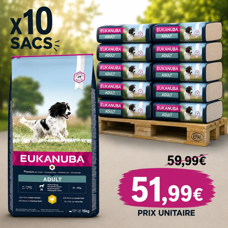Eukanuba Adult Medium Breed 15kg (1 palette - 10 sacs)
