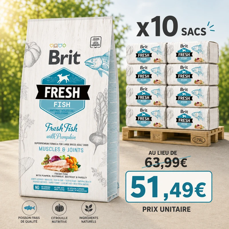 Brit Fresh Poisson Adulte Large 12kg (1 palette - 10 sacs)