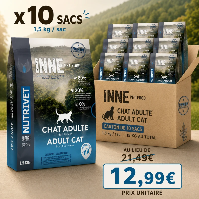 INNE Chat Adulte Poisson 1,5kg (1 carton de 10 sacs)