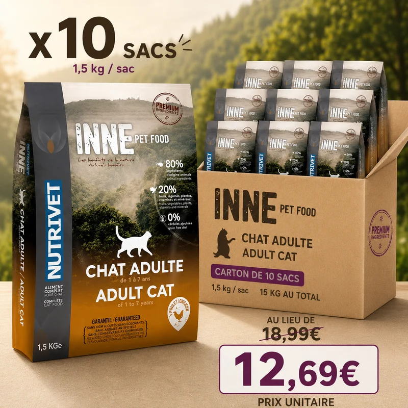 INNE Chat Adulte Poulet 1,5kg (1 carton de 10 sacs)