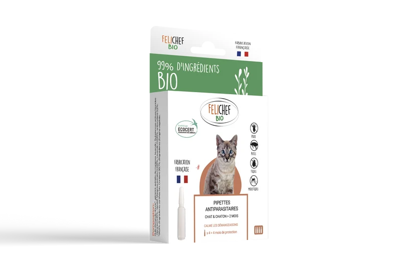 Felichef - Pipettes Antiparasitaires Bio pour Chat et Chaton