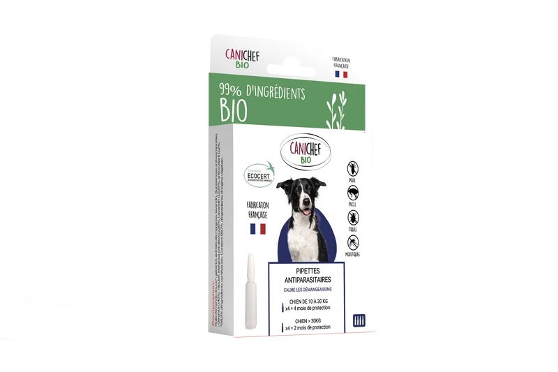 Canichef - Pipettes Antiparasitaires Bio pour Chien de Moyenne et Grande Taille