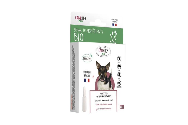 Canichef - Pipettes Antiparasitaires Bio pour Chiot et Chien de Petite Taille
