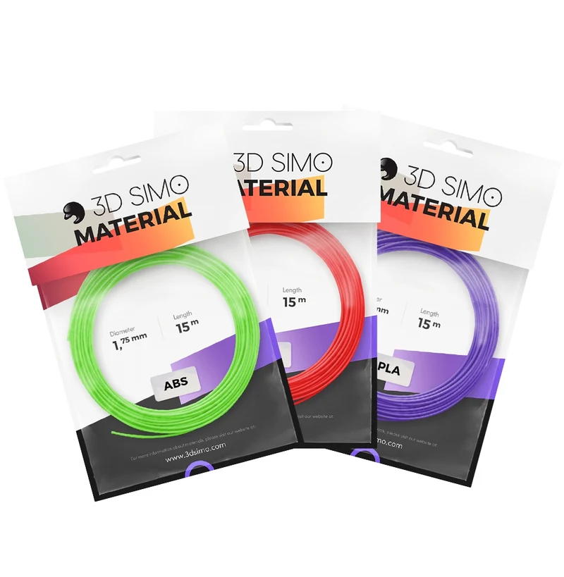 3Dsimo Printing Pen PLA 1.75mm Filament Pack (Green/Purple/Red)