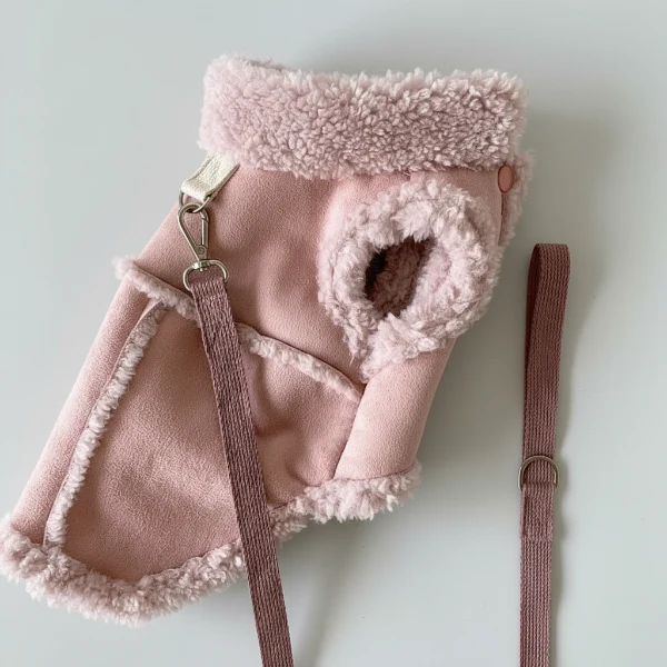 Gilet imitation daim et fausse fourrure pour chien - Les Bonnes Affaires
