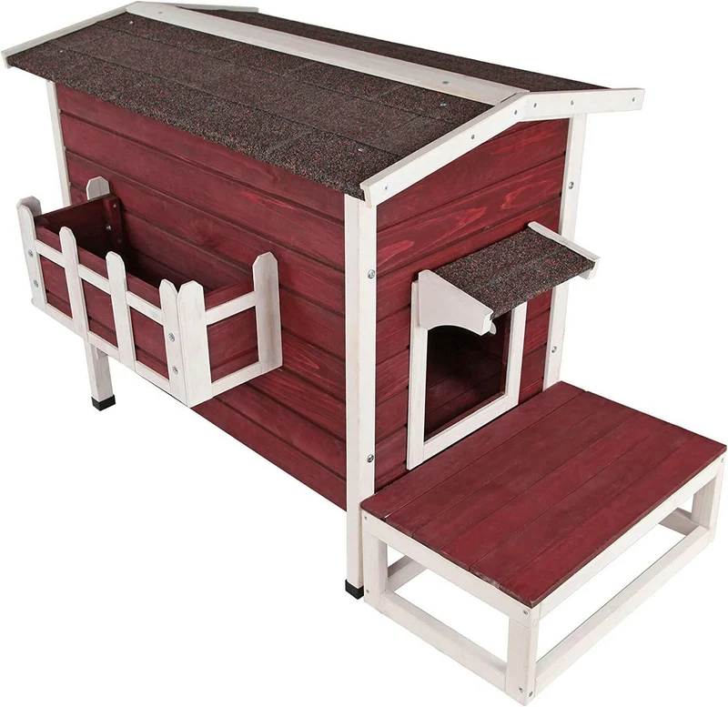 PETSFIT Feral Cat House For Sale Larger Design for 3 Adult Outdoor Cats Weatherproof