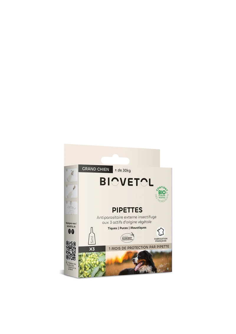 Biovetol - Pipettes Antiparasitaires pour Chien de Grande Taille