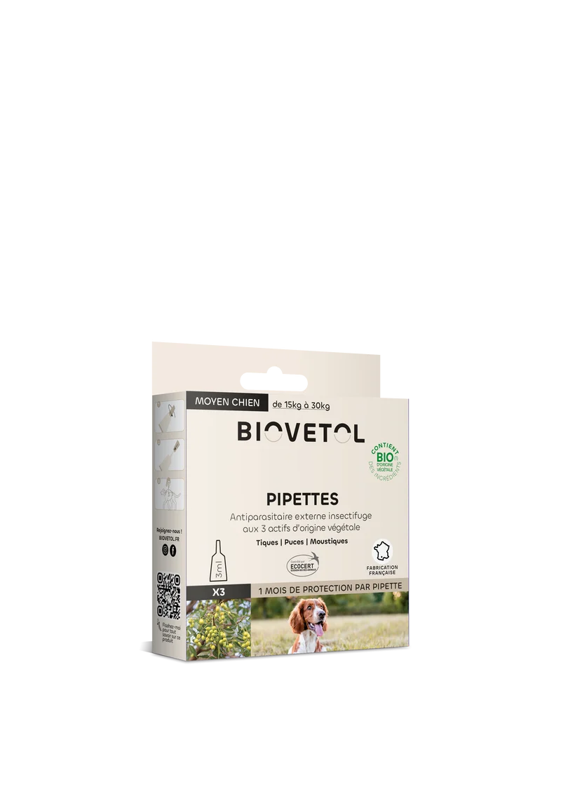 Biovetol - Pipettes Antiparasitaires pour Chien de Taille Moyenne